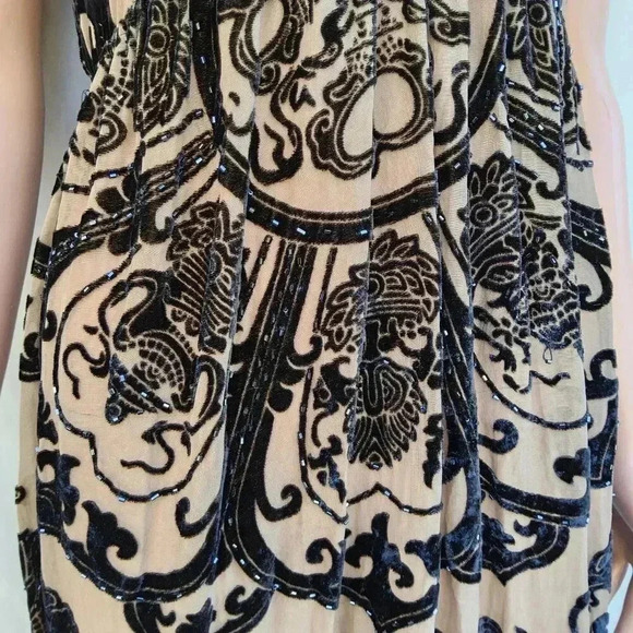 Hale Bob Flapper Velvet Silk Dress with Black Applique Size Small - Picture 4 of 9